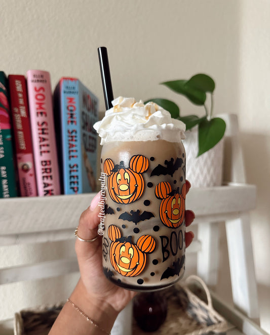 Spooky Pumpkin Glass Cup