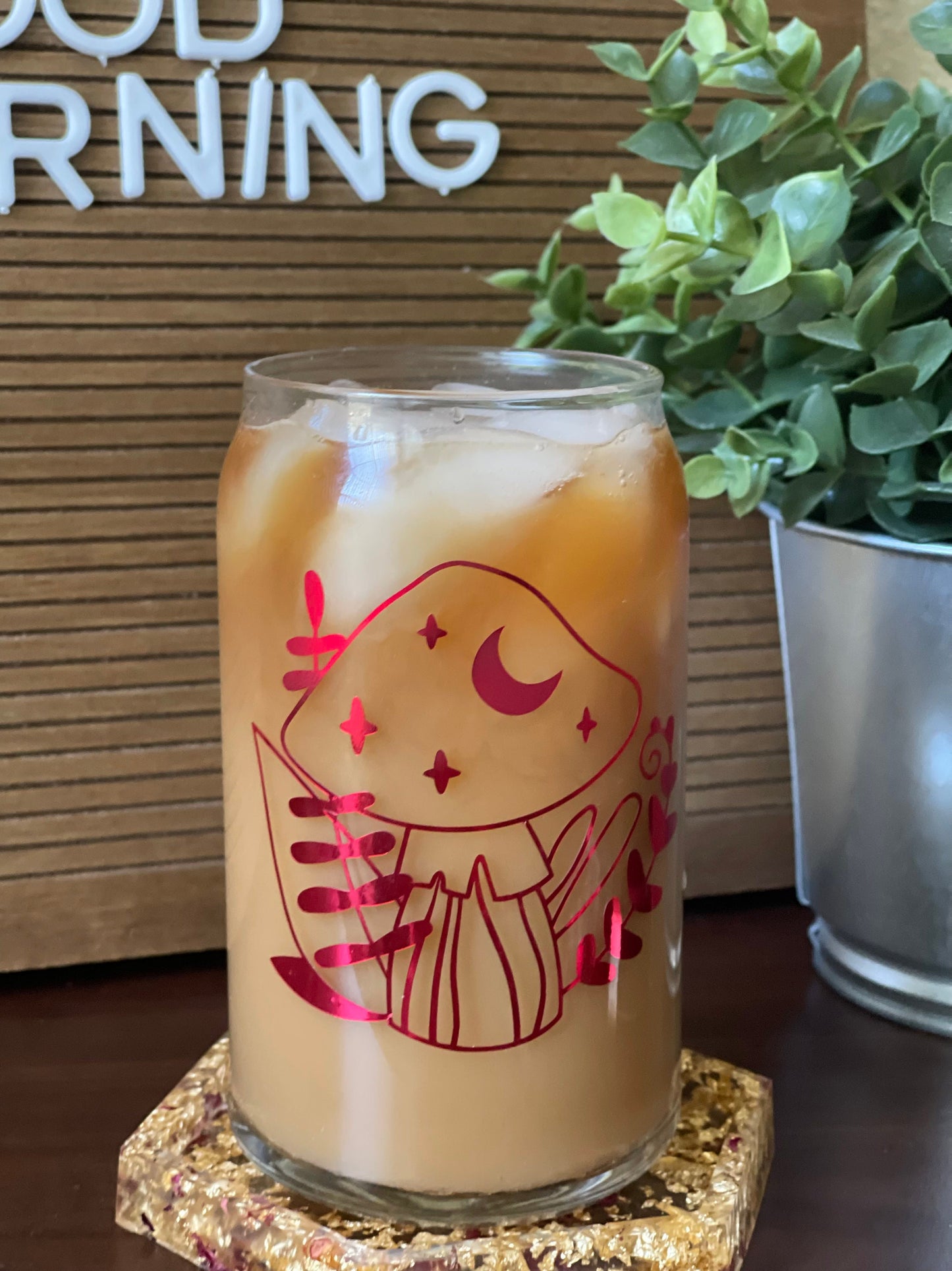 Floral Mushroom Iced Coffee Can I Floral Glass Can Cup