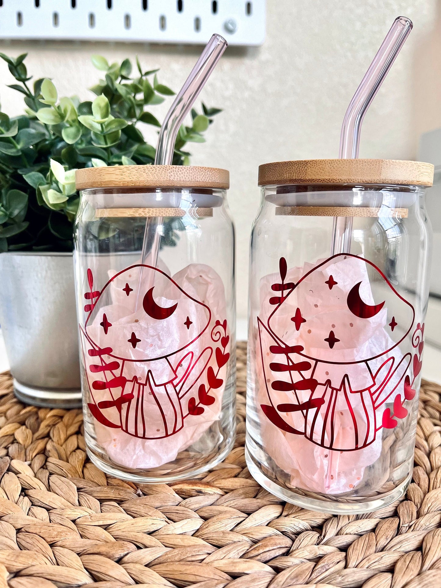 Floral Mushroom Iced Coffee Can I Floral Glass Can Cup