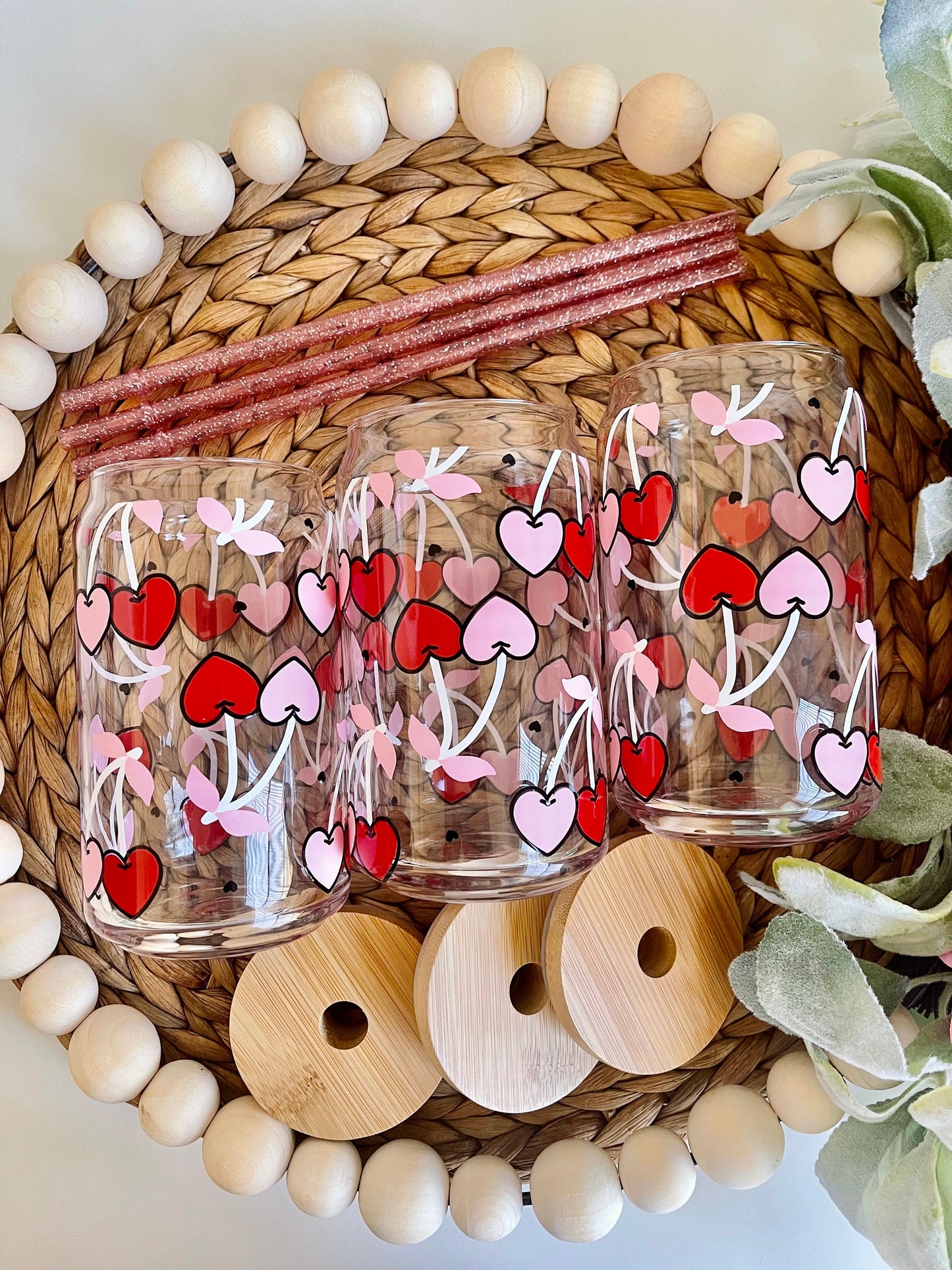 Cherries Glass Can | Cherry Coffee Glass