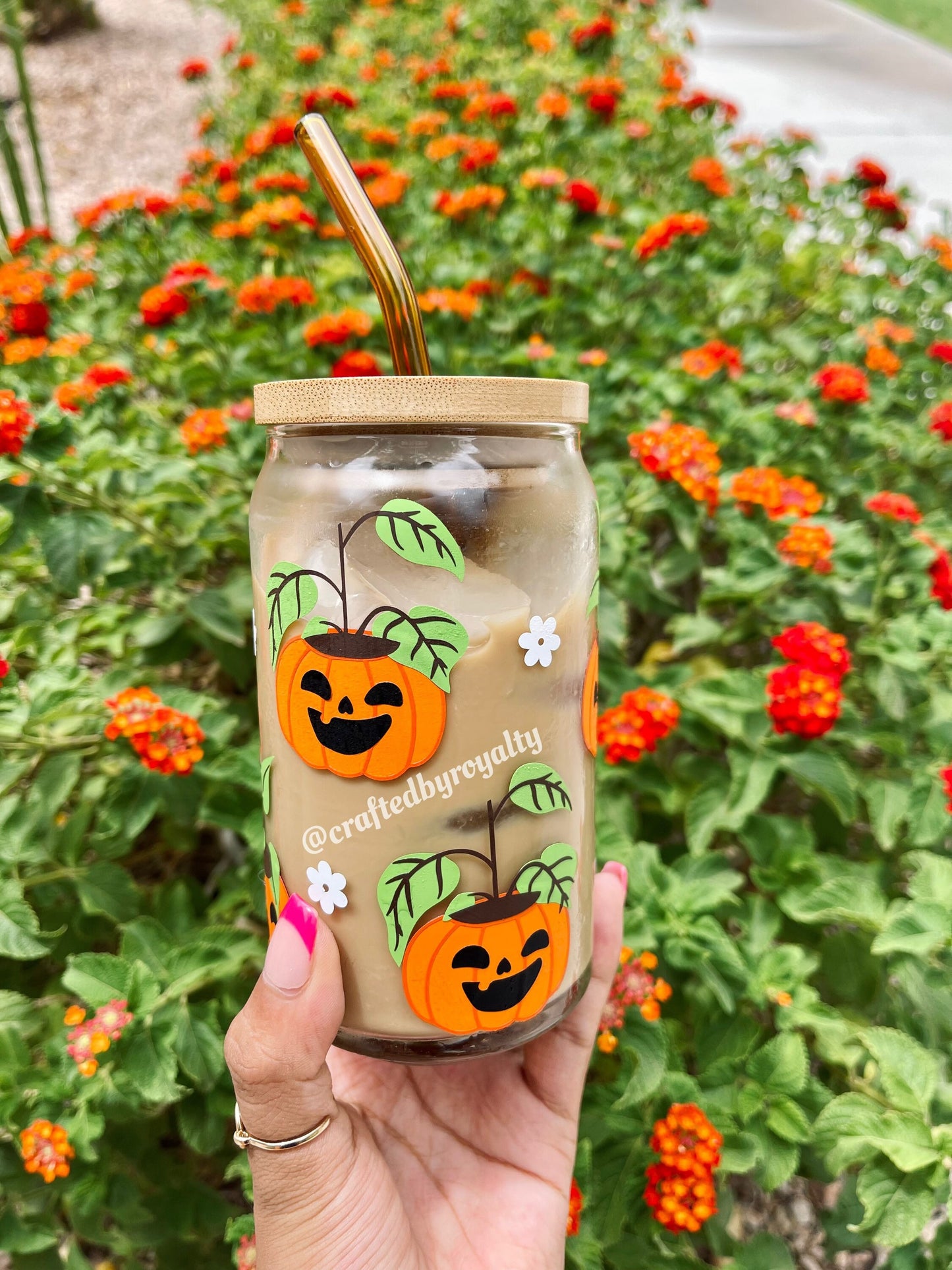 Spooky Pumpkin Coffee Glass | Pumpkin Beer Can Glass | Fall Coffee Glass | Pumpkin Iced Coffee Glass | Spooky Cup I Halloween Beer Can Glass