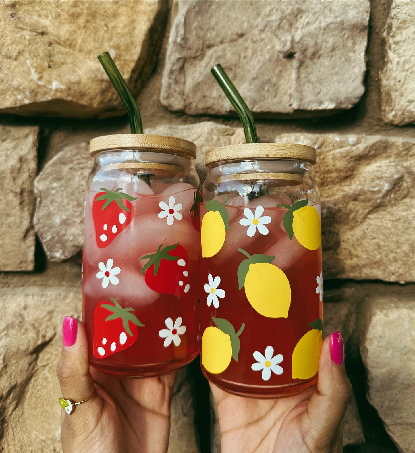 Strawberry Lemonade Glass Cup