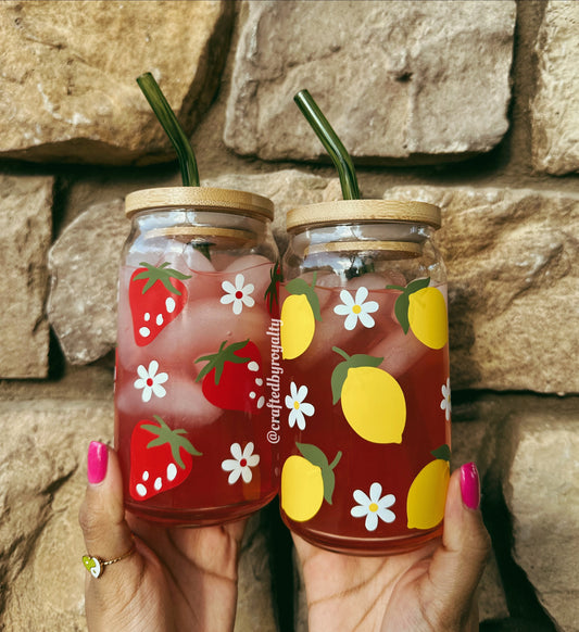 Strawberry Lemonade Glass Cup